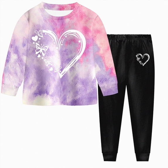 UAYOTSE Girls Tie Dye Print Long Sleeve Hoodie + Jogger Pants 2Pcs Streetwear Cool Set Size 5-6 Years