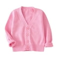 thumbnail image 1 of UAYOTSE Girls Warm Sweater for Girls Kids, Knitted Sweater with Round-Neck, Long Sleeve Solid Color, Girls Cardigans(2-3 Years,I92-Pink), 1 of 6