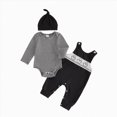 thumbnail image 1 of UAYOTSE Infant 3 Piece Halloween Outfit Striped Bodysuit Pumpkin Overalls Hat Baby Holiday Set Size 9-12 Months, 1 of 3