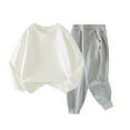 thumbnail image 1 of UAYOTSE Kid Sweatsuit Set 2PCS Crewneck Sweatshirt and Sweatpants Set for Boys Girls Activewear Fall Winter Outfit,White 5-6 Years, 1 of 4