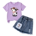 thumbnail image 1 of UAYOTSE Kids 2 Piece Outfits Girls Summer Plaid Short Sleeve T-Shirts and Pants Set Fashion Clothing Sets,Sizes 6-7 Years, 1 of 3
