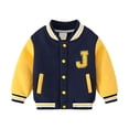 thumbnail image 1 of UAYOTSE Kids Baseball Jacket Letterman Coat Fall Winter Fleece Vintage Outerwear(P40-Yellow,5-6 Years), 1 of 7