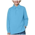 thumbnail image 1 of UAYOTSE Kids Boys T Shirts Casual Long Sleeve Color Block Tops Crewneck Loose Basic Tees(S238-Sky Blue,13-14 Years), 1 of 5