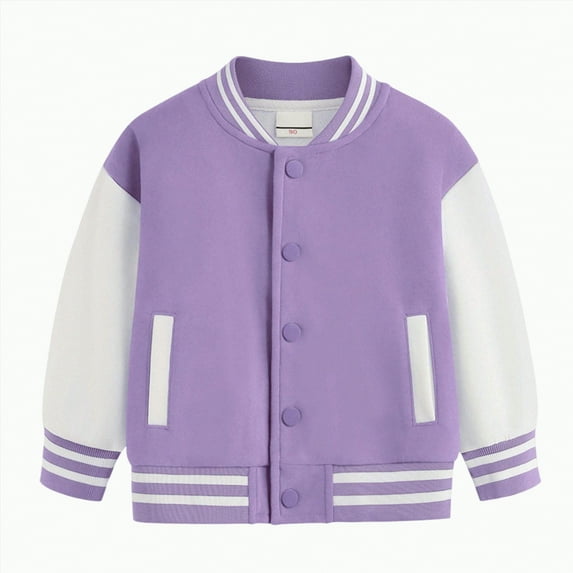 UAYOTSE Kids Boys Varsity Jacket Baseball Jacket Casual Sport Cardigan Sweatshirt Youth(18-24 Months,S13-Purple)