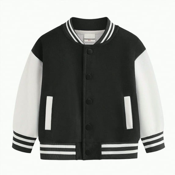 UAYOTSE Kids Boys Varsity Jacket Baseball Jacket Casual Sport Cardigan Sweatshirt Youth(4-5 Years,S7-Black)