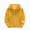 thumbnail image 1 of UAYOTSE Kids Child Toddler Boys Girls Solid Long Sleeve Patchwork Hooded Thickened Warm Sweatshirt Pullover Blouse Tops Outfits Clothes(Yellow#7,8-10 Years), 1 of 3