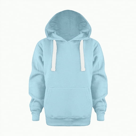 UAYOTSE Kids Child Toddler Boys Girls Solid Long Sleeve Warm Sweatshirt Pullover Blouse Tops Outfits Clothes Hoodie With Pocket(Light Blue##8,9-10 Years)