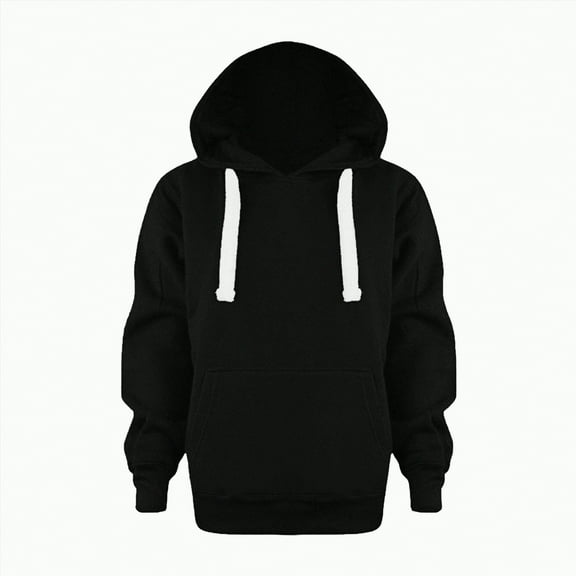 UAYOTSE Kids Child Toddler Boys Girls Solid Long Sleeve Warm Sweatshirt Pullover Blouse Tops Outfits Clothes Hoodie With Pocket(Black##7,13-14 Years)