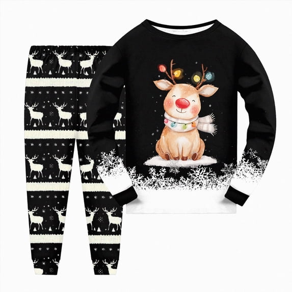 UAYOTSE Kids Christmas Pajama Set Boys Girls 3 6 12 18 24 Months 2T 3T 4T 5T 6T fit Pjs Soft Breathable Long Sleeve Top Pants Size 4-5 Years