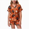 thumbnail image 1 of UAYOTSE Kids Collared Satin Pajama Set, Easy Button‑Front Short‑Sleeve Top and Sleep Shorts, Soft Loungewear for Girls All‑Season Use Size 6-7 Years, 1 of 5