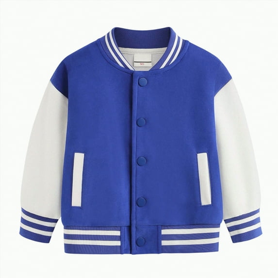 UAYOTSE Kids Comfortable Baseball Jackets Boys Girls Jacket Lightweight Plain Button Casual Coat(9-10 Years,S54-Blue)