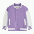 thumbnail image 1 of UAYOTSE Kids Comfortable Baseball Jackets Boys Girls Jacket Lightweight Plain Button Casual Coat(9-10 Years,S59-Purple), 1 of 5