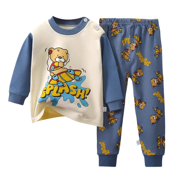 UAYOTSE Kids Cotton Pajamas Set PJS Long Sleeve Sleepwear Loungewear,Sizes 3-6 Months