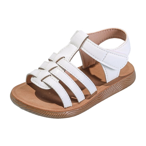 UAYOTSE Kids Girls Strappy Sandals Open Toe Summer Flats Easy Hook and Loop Closure for Toddlers,Sizes 12.5