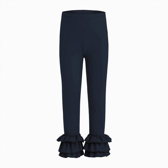 UAYOTSE Kids Layered Ruffle Leggings Soft Elastic Waist Tights Child School Casual Sweet Bottoms Autumn,Sizes 5-6 Years