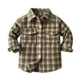 thumbnail image 1 of UAYOTSE Kids Little Boys Girls Baby Long Sleeve Button up Red Plaid Flannel Shirt Plaid Girl Boy(10-11 Years,T6-Khaki), 1 of 4