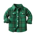 thumbnail image 1 of UAYOTSE Kids Little Boys Girls Baby Long Sleeve Button up Red Plaid Flannel Shirt Plaid Girl Boy(4-5 Years,T5-Green), 1 of 4