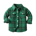 thumbnail image 1 of UAYOTSE Kids Little Boys Girls Baby Long Sleeve Button up Red Plaid Flannel Shirt Plaid Girl Boy(6-12 Months,T5-Green), 1 of 4