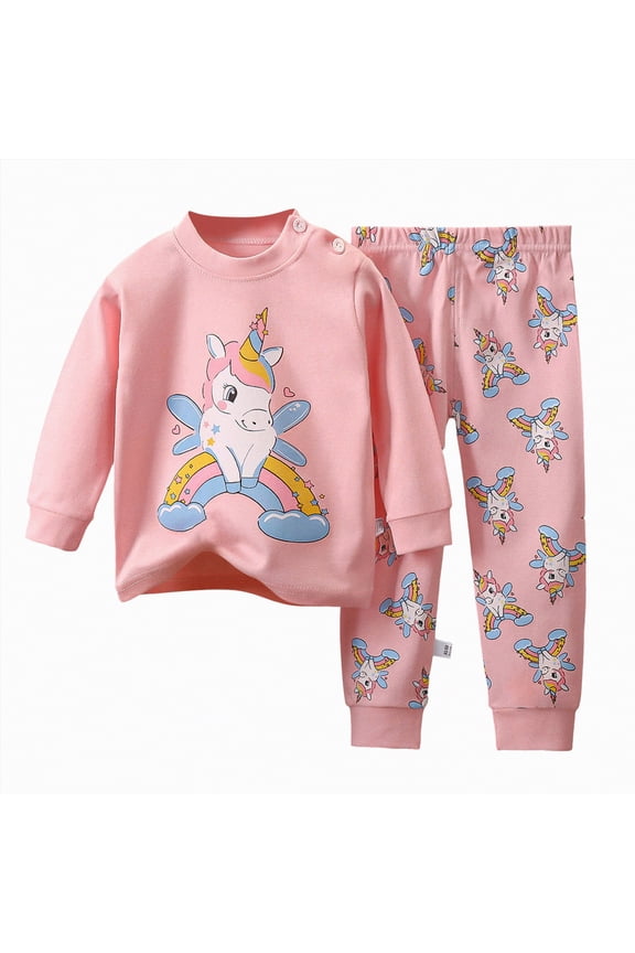 Kids Toddler Pajamas Boys Girls Fleece Pajama Set Winter Warm Sleepwear Pjs Set Plush Tops+Pants Outfits Loungewear,Sizes 1-2 Years