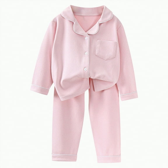 UAYOTSE Kids Unisex Girls & Boys Soft Comfy Modal Tencel Shirring Sleepwear Pajamas(Light Pink##2,4-5 Years)