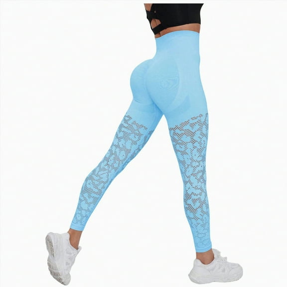 UAYOTSE Leggings for Women High Waisted Yoga Pants Leggings with Packets for Women Tummy Control Gym Yoga Pant(Sky Blue&8,L)