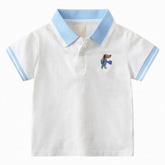 UAYOTSE Little Boy Summer Casual Polo Shirt Short Sleeved 1T 2T 3T 4T 5T Kids Basic Polos Versatile Pullover T Shirt,Sizes 6-7 Years