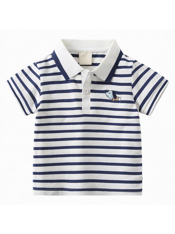 Little Boy Summer Casual Polo Shirt Short Sleeved 1T 2T 3T 4T 5T Kids Basic Polos Versatile Pullover T Shirt,Sizes 6-7 Years