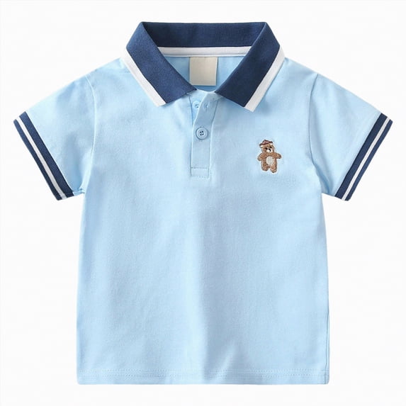UAYOTSE Little Boy Summer Casual Polo Shirt Short Sleeved 1T 2T 3T 4T 5T Kids Basic Polos Versatile Pullover T Shirt,Sizes 6-7 Years