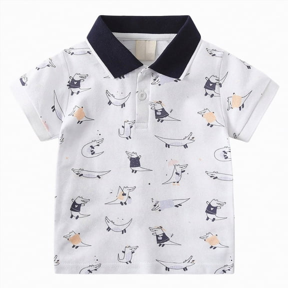 UAYOTSE Little Boys Polo Shirt Cute Cartoon Printed Short Sleeve Tshirt 1T 2T 3T 4T 5T Kids Comfortable Cotton Polos,Sizes 2-3 Years