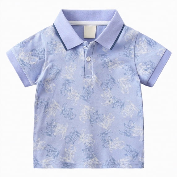 UAYOTSE Little Boys Polo Shirt Cute Cartoon Printed Short Sleeve Tshirt 1T 2T 3T 4T 5T Kids Comfortable Cotton Polos,Sizes 3-4 Years