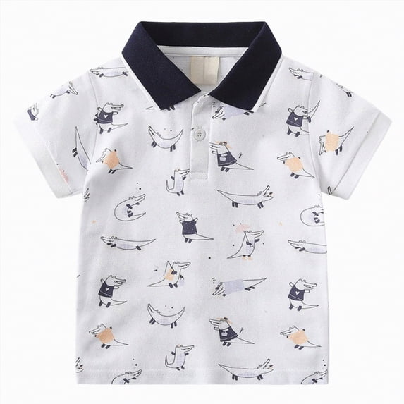 UAYOTSE Little Boys Polo Shirt Cute Cartoon Printed Short Sleeve Tshirt 1T 2T 3T 4T 5T Kids Comfortable Cotton Polos,Sizes 3-4 Years