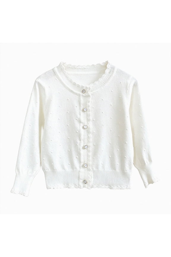 Little Girls 18 24 Months 2T 3T 4T 5T Peter Pan Collar Knitted Button Front Cardigan Long Sleeve Casual Kids Uniform Jacket,Sizes 11-12 Years