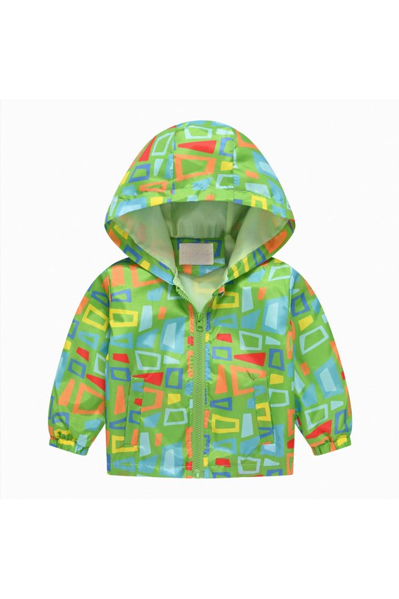 Little Girls Colorful Heart Print Hooded Zip Jacket Lightweight Casual Outerwear,Sizes 7-8 Years