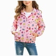 thumbnail image 1 of UAYOTSE Little Girls Cute Cartoon Animal Print Hooded Zip Jacket Lightweight Casual Outerwear for School Daily Wear,Sizes 7-8 Years, 1 of 5