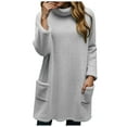 thumbnail image 1 of UAYOTSE Long Sleeve Tops for Women Casual Turtleneck Pullover Fall Loose Tunic Thin Sweaters Knit Tops for Lady(A206-Grey,3XL), 1 of 4