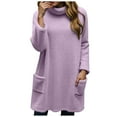 thumbnail image 1 of UAYOTSE Long Sleeve Tops for Women Casual Turtleneck Pullover Fall Loose Tunic Thin Sweaters Knit Tops for Lady(A208-Light Purple,S), 1 of 4