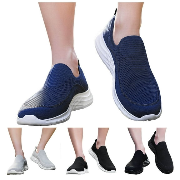 UAYOTSE Man Men's Running Shoes - Men's Walking Shoes Knit Mesh Breathable Athletic Sneakers Slip On Tennis Comfortable Lightweight Gym Sport Shoes,Dark Blue 40