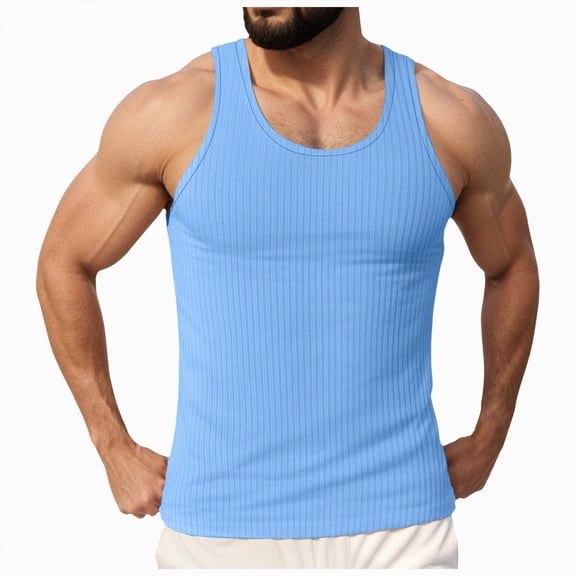 UAYOTSE Men's Casual Fitness Sports Vest Knitted Texture Slim Fit Tank Top,Sizes 4XL