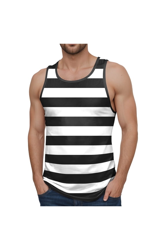 Men's Fitness Vest Sleeveless Stripedcolor Matching Casual Summer Casual Vest,Sizes XXL