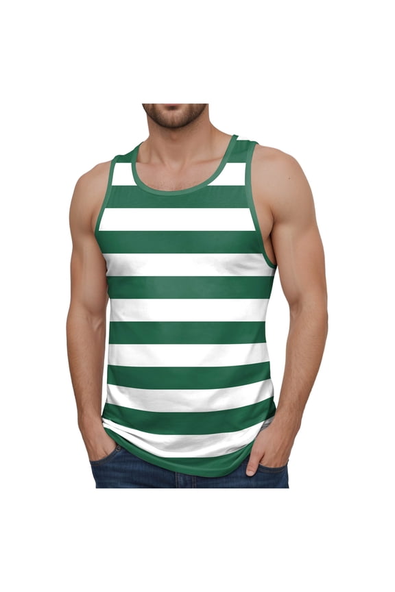 Men's Fitness Vest Sleeveless Stripedcolor Matching Casual Summer Casual Vest,Sizes XXL