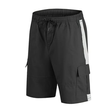 UAYOTSE Men's Linen Flat Front Shorts Casual Elastic Waist Drawstring Summer Beach Shorts with Pockets,Black XL