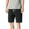 thumbnail image 1 of UAYOTSE Men's Linen Shorts Casual Elastic Waist Drawstring Summer Beach Shorts,Black 3XL, 1 of 4