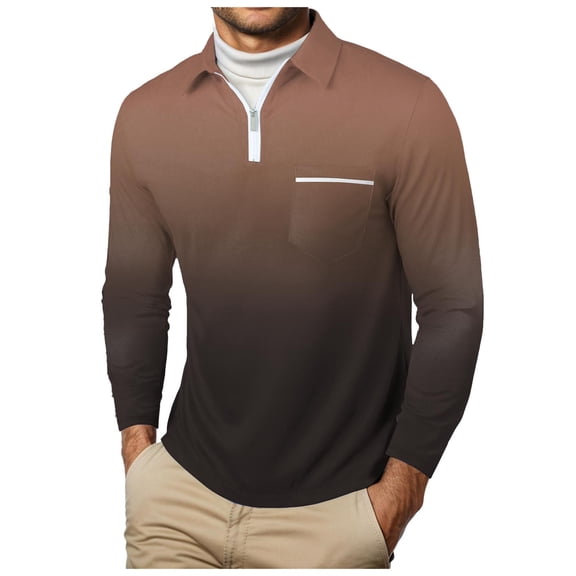 UAYOTSE Men's Polo Shirts Long and Short Sleeve Cotton Blend Heather Moisture Wicking Casual Collared Shirts,M Brown