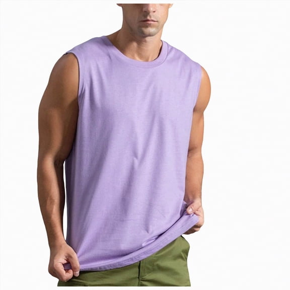 UAYOTSE Men's Pure Cotton Sleeveless T Shirt Men's Sports Vest Men's Trendy Men's Fitness Loose Bottoming Shirt,Sizes 3XL