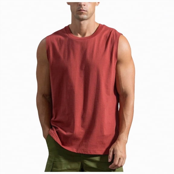 UAYOTSE Men's Pure Cotton Sleeveless T Shirt Men's Sports Vest Men's Trendy Men's Fitness Loose Bottoming Shirt,Sizes 3XL