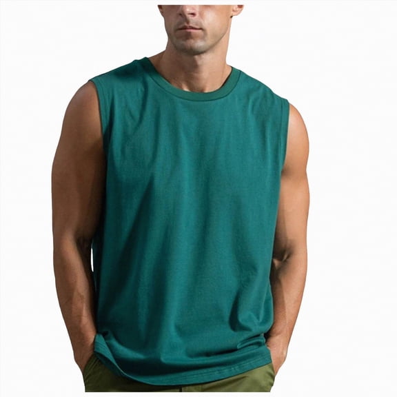 UAYOTSE Men's Pure Cotton Sleeveless T Shirt Men's Sports Vest Men's Trendy Men's Fitness Loose Bottoming Shirt,Sizes XL