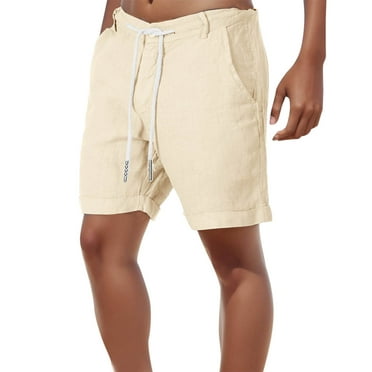 UAYOTSE Men's Shorts Casual Elastic Waist Drawstring Lightweight Summer Beach Shorts,Khaki S