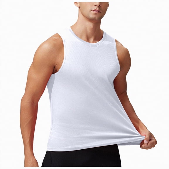 UAYOTSE Men's Sporty Slimfit T Shirt Fitness Breathable Underarm Shirts Plain Summer Tank Top Sleeveless Tank Top Classic Stretch Tank Top,Sizes M