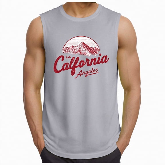 UAYOTSE Men's Sunset and Letter Print Wide Shoulder Casual Sleeveless Vest,Sizes M