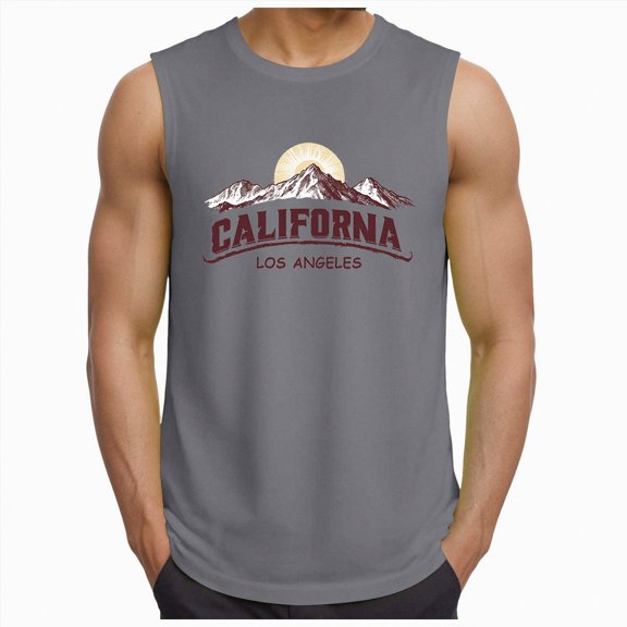 UAYOTSE Men's Sunset and Letter Print Wide Shoulder Casual Sleeveless Vest,Sizes S